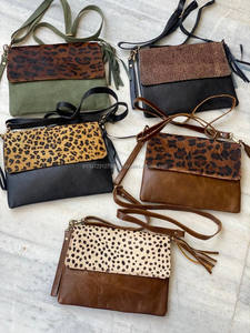 Bolso de piel de vaca con pelo de Animal para mujer, pochette de piel de vaca - Product Image 3