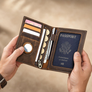 B2B Wholesale Genuine Leather Fashion Passport Holder Travel <b>Wallet</b> Daily Use Custom Logo <b>RFID</b> <b>Blocking</b> PTH-0101 - Product Image 5