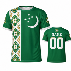 Soccer Jersey Unisex Green <b>White</b> Gold Sublimated Front Customized Team Name Crew Neck Short Sleeve Quick Dry Polyester - Product Image 2