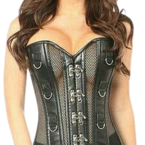 Strapless Black Mesh Corset <b>Bodysuit</b> With Front Hook Closure Sexy Bodycon Club Wear Adult Outfit - Product Image 4