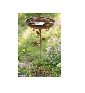 Bain d'oiseaux classique en métal pour extérieur, décoration de jardin, structure durable, finition résistante aux intempéries, parfait pour l'observation et l'alimentation des oiseaux. - Product Image 4
