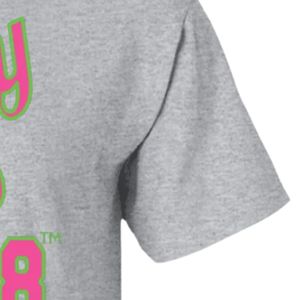 Camiseta de Mujer con Bordado, Color Gris Jaspeado, Manga Corta, Cuello Redondo, Diseño Pretty Girl 08, Top Informal de Algodón, Moda Moderna - Product Image 3