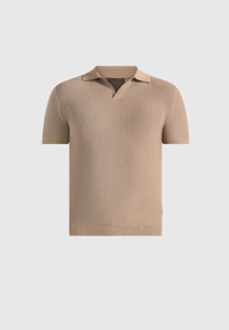 Camiseta de Manga Corta de Algodón Tejido para Hombre, Color Beige Sólido, Estilo Casual, Corte Regular, Diseño Ojo de Halcón, Logotipo Personalizado, Duradera - Product Image 3