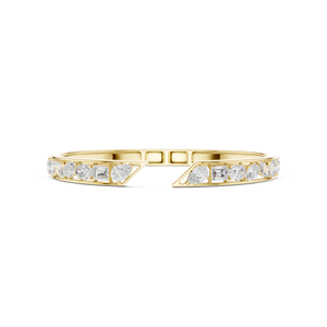 Bracelet jonc ouvert en or jaune de luxe avec diamants de laboratoire et diamants à taille mixte, bijoux fins pour femme - Product Image 2