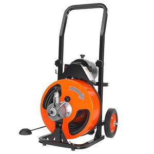 Macchina per la pulizia degli scarichi con 4 frese ad attivazione ad aria, 30,5 m x 3/8 pollici, a serpentina, con alimentazione automatica, 4-in-1, per la pulizia di tubi e scarichi - Product Image 1