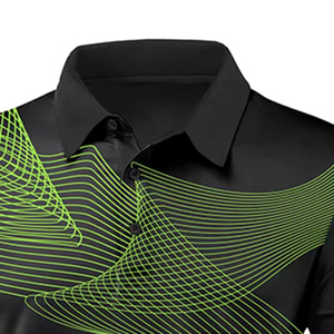 Polo Homme Premium Respirant Noir à Manches Courtes 2026, Imprimé Géométrique, Style Sportif, Séchage Rapide, en Polyester Tricoté, Coupe Classique - Product Image 5