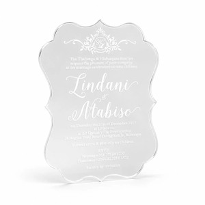 การ์ดเชิญงานแต่งงานอะคริลิกใส |   การ์ดเชิญพิมพ์สีขาวแบบกำหนดเองสุดหรู |   เครื่องเขียนอะคริลิกขายส่ง - Product Image 1