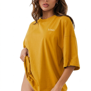T-shirt oversize à col roulé pour femme, doublure en tissu éponge, épaules tombantes, couleur unie, logo lettre sur le devant, en Spandex/Coton, avec pompon, pour l'automne - Product Image 5