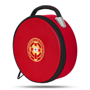 Sac à main rond rouge brodé avec motif croix et logo du commandant de la Cour d'honneur, en polyester, cadeau d'affaires - Product Image 3