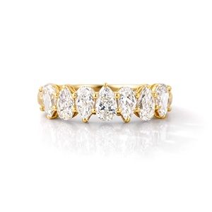 Anillo de Eternidad con Diamantes Cultivados en Laboratorio en Oro Amarillo Sólido, Anillo de Boda con Diamantes Esmeralda, Ovalados y en Forma de Pera, Anillo de Eternidad Completa con Diamantes - Product Image 2