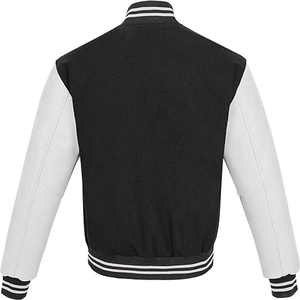 Chaqueta Acolchada de Tela para Invierno, Cuello de Béisbol, Mangas de Cuero PU, Chaqueta Varsity de Lana con Flores, Talla Grande - Product Image 1