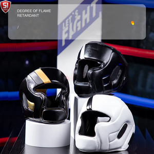 Protector de Cabeza para Boxeo, Cuero PU, Negro y Dorado, Protector Ligero para Sparring, Unisex para Adultos, Visera Única, Casco Deportivo Transpirable - Product Image 6