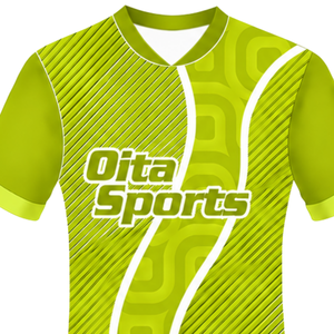 Camiseta de Rugby Verde Lima y Blanca, Manga Corta, Cuello en V, Uniforme de Equipo con Diseño Geométrico, Personalizable, Transpirable, Ropa Deportiva para Entrenamiento - Product Image 3
