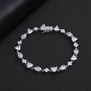 Pulsera de Plata 925 para Mujer con Moissanita en Forma de Corazón y Pera, Cadena Floral Pavé, Joyería de Lujo para Muñeca, Regalo - Product Image 2