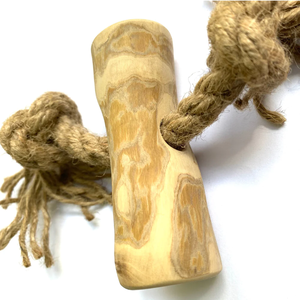 Mordedor de madera de café vietnamita para perros con cuerda de algodón 100% natural. Madera de café para perros con cuerda ANGLE. - Product Image 6