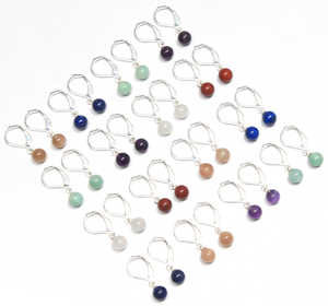 Pendientes de Piedras Preciosas Naturales Surtidas de 6 mm, Bonitos Pendientes Hechos a Mano con Baño de Plata para Fiesta, Joyería al por Mayor, Multicristales para Mujer, Mejor Precio - Product Image 3