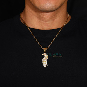 Colgante de águila de plata 925 chapado en oro de 18 quilates con diamante cultivado en laboratorio, estilo hip hop, para uso diario, joyería de lujo unisex - Product Image 2