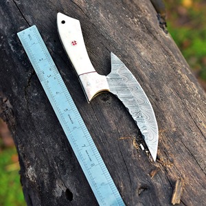 Handmade Ullu <b>Knife</b> in Damascus Steel Bone Handle Leather Sheath Eco-Friendly Ambidextrous Modern Dishwasher <b>Safe</b> - Product Image 4