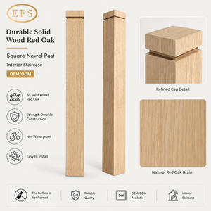 Poste de Escalera de Madera Maciza de Roble Rojo Resistente a la Humedad, Directo de Fábrica |   Barandilla de Columna Cuadrada para Villa Tradicional Ecológica - Product Image 1