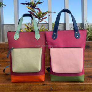 กระเป๋าเป้สะพายหลังทำจากหนังรีไซเคิลเปิดประทุนได้มีที่จับหนังสีสันสดใสกระเป๋าสะพายไหล่กระเป๋าช็อปปิ้งพร้อมซิป - Product Image 3