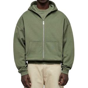 Vente en gros de sweats à capuche zippés avec logo personnalisé de haute qualité unisexe hiver surdimensionné col à capuche 100% coton avec superbe impression bouffante pour - Product Image 2