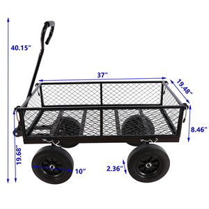 Chariot de jardin à roues noires robustes pour un transport plus facile du bois de chauffage, chariot à outils avec design de brouette - Product Image 3