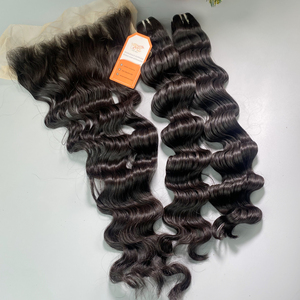 Vente en gros de haute qualité 8-40 pouces Extensions de cheveux de matière première de Remy vietnamien à vague profonde en vrac non traitées - Product Image 3