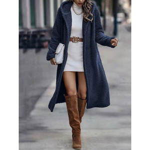 Manteau Teddy en fausse fourrure longue et chaude pour femme, automne-hiver, gris, taille M - Product Image 5