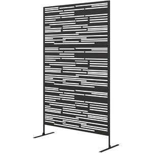 Schermo Divisorio Decorativo in Metallo Nero da Interno/Esterno, 198 cm (H) x 122 cm (L), per Balcone e Separazione Ambienti - Product Image 1