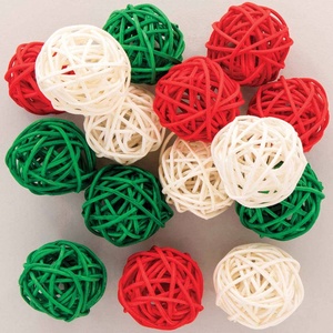 Boules en rotin pour décorations de table de Noël, différentes couleurs, boules suspendues, ornements pour sapin. - Product Image 2