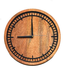 Nouvelle Arrivée 2026 Grande Horloge Murale en Bois 12-24 Pouces Silencieuse Sans Tic-Tac Design Bois & Métal Décoration Maison Vente en Gros - Product Image 3