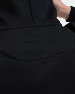 Sweat-shirt et pull à capuche personnalisés pour femme, en coton molletonné noir, avec épaules tombantes, poche frontale, manches et ourlet côtelés – Vente en gros - Product Image 4