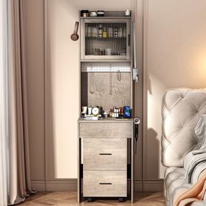 Compatto Mini angolo grigio Set di vanità piccolo spazio scaffali di stoccaggio luci LED stazione di ricarica nascosto sgabello trucco vanità - Product Image 3