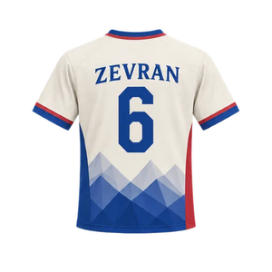 ชุดฟุตบอลลายภูเขาแบบมีเหลี่ยมคม สำหรับทุกเพศ คอเสื้อแบบโอ คอร์เนค พร้อมกางเกงขาสั้นเข้าชุด แห้งเร็ว ระบายเหงื่อได้ดี พิมพ์ลายแบบซับลิเมชั่น 100% - Product Image 4
