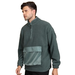 Sweat-shirts d'hiver en polaire sherpa de haute qualité, nouveau style, demi-zip - Service OEM, coupe ample, poids lourd - Product Image 2