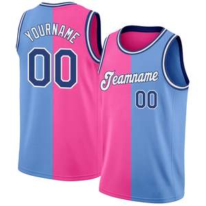 Camiseta de Baloncesto Sublimada Personalizada, Color Rosa y Azul, Malla Transpirable, Unisex, para Adultos, Nombre del Equipo 00 - Product Image 2