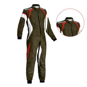 Trendy Premium Men's Olive <b>Red</b> White Motorcycle Racing <b>Suit</b> Full Sleeve Windproof Color Blocked Polyester Jumpsuit All Season - Product Image 6