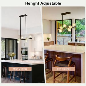 Lampadario a sospensione nero a 8 luci in cristallo K9 per sala da pranzo, isola cucina, camera da letto, soggiorno - Product Image 4