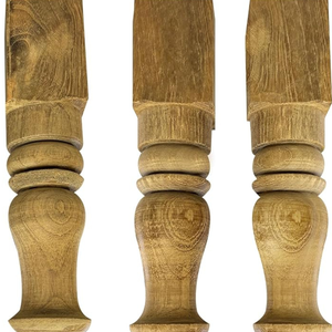 Pieds de meuble en bois sculptés à la main, style Smart Art, pour Pooja Chowki, lot de 4, en pin, sans finition, pieds en bois sculptés à la main - Product Image 5