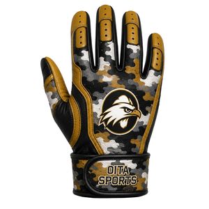 Gray & Gold American Football Receiver Gloves with Premium Sticky Grip Palm for Football Training and <b>Games</b> - Product Image 3