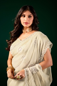 Vexotrend Indian Designer Women's <b>Satin</b> Chiffon <b>Saree</b> Beautiful Patola Design Traditional Style Wedding Diwali Party Wear - Product Image 6