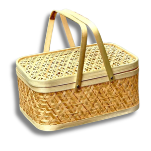 Cesta de Regalo de Bambú Personalizable, Cesta de Frutas con Tapa y Asa, Empaque Ecológico, Artesanía de Vietnam - Product Image 1