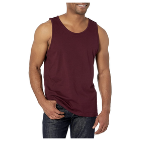 Men's Solid Color Knitted O-Neck Tank <b>Top</b> Casual Wear <b>Maroon</b> - Product Image 3
