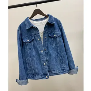 Wholesale Custom Design <b>Women</b> Denim <b>Jacket</b> <b>Women's</b> Customized Logo Single Button <b>Light</b>-Weight Denim <b>Jacket</b> Solid Pattern Autumn - Product Image 6