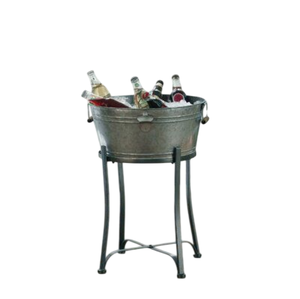 Bac à boissons luxueux en acier inoxydable martelé avec poignées, grand refroidisseur de boissons en métal pour fêtes et événements au meilleur prix - Product Image 2