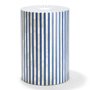 Handcrafted Intricate Pattern Side <b>Stool</b> From Craft Emporium Carefully Pasted Bone Chips Ottomans - Product Image 2