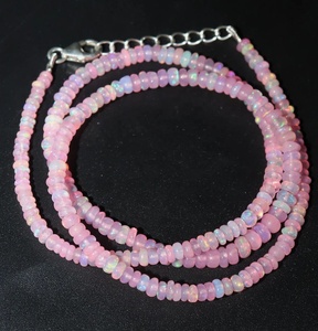 Collier minimaliste en opale rose 3,5 mm 15 pouces, collier en pierre précieuse éthiopienne lisse en forme de rondelle - Product Image 3