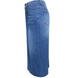 Jupe en jean fendue mi-longue personnalisée pour femmes - Product Image 4