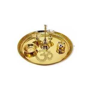 Premium Brass Pooja Thali Temple Puja Plate <b>Mandir</b> Thali Religious Home Decor Item - Product Image 6