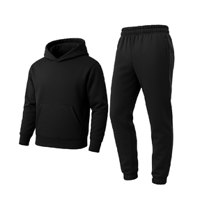 Best-Selling Custom Men's 2-Piece Hoodie Set Solid Color Casual Fleece 100% Cotton Breathable 450g Winter Wear Seamless - Product Image 1